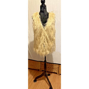 Ark & Co Shaggy Faux Fur Satin Lined Vest Regular Medium